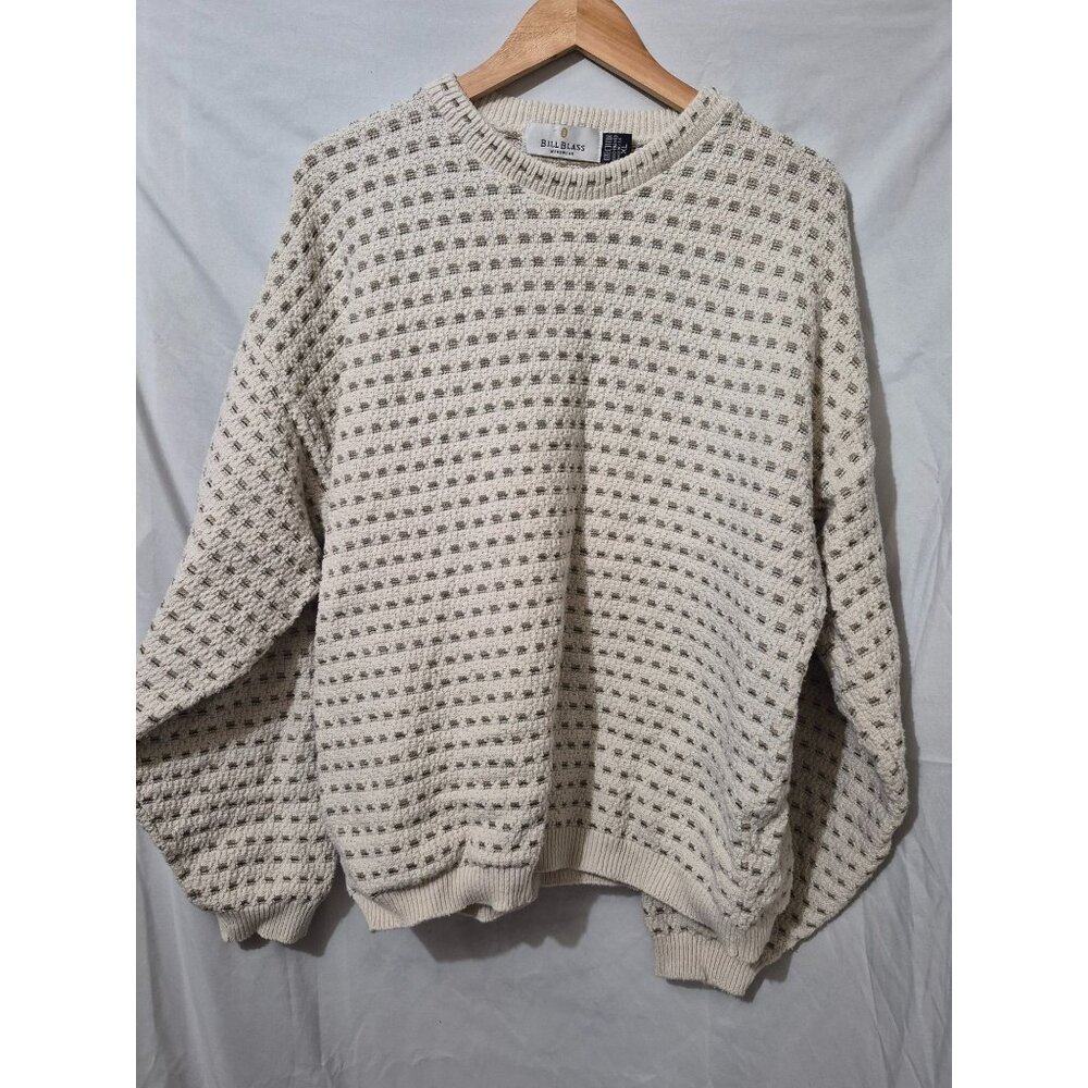 Bill Blass XL Vintage Tan Chunky Textured Pullover Business Event Casual Sweater